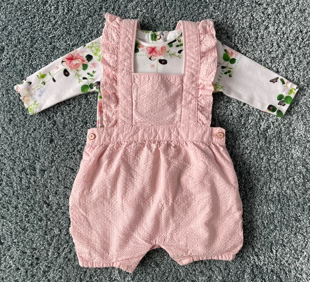 Ted Baker Baby Girl Bodysuit & Dungarees Outfit Set - Newborn