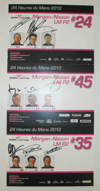 Le Mans Winners 2013 WEC Oak Racing Morgan Nissan LMP2 #35 #24 #45 Signed Cards