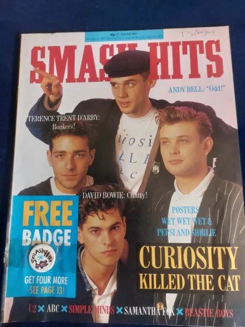 SMASH HITS Magazine 17-30 JUNE 1987 Bowie Curiosity Trent D'Arby Sam Fox SM285