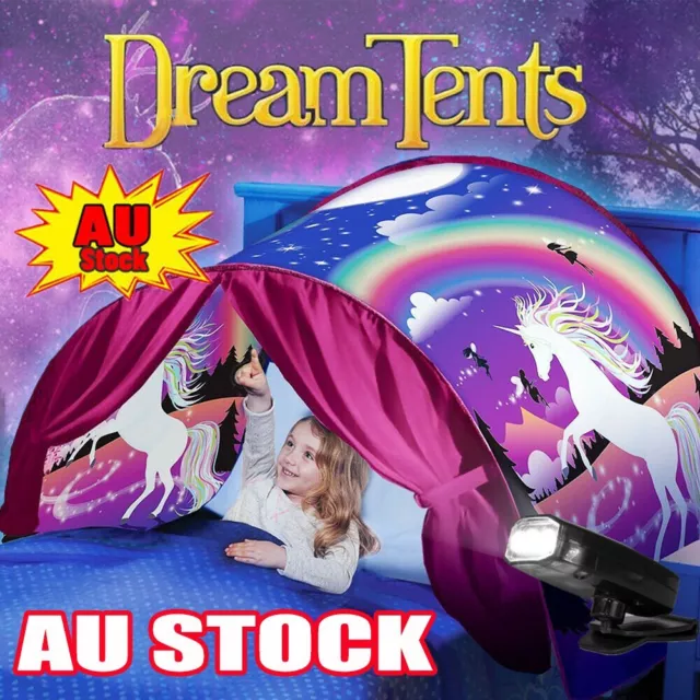 Fancy Dream Tents Kid Unicorn Space Foldable Tent Indoor Bed House +Tents LighGV