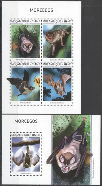 Hm1339 2018 Mozambique Bats Wild Animals Fauna #9871-4+Bl1415 Mnh