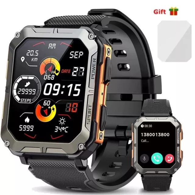 2024 New Blood Pressure Smart Watch Men Military Fitness Tracker Wristwatch