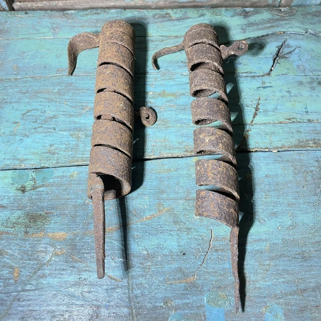 2 - Rare Antique Primitive Push Up Spiral Candle Spikes Aafa