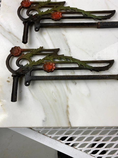 4 Antique Swing Arm Curtain Rods - Art Deco Decorative 2