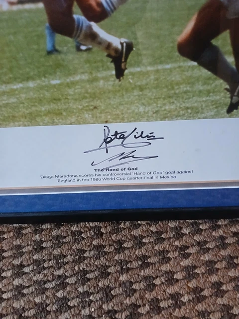 Hand Signed HAND OF GOD Signed By Diego Maradona And Peter Shilton The Only 1 ...
