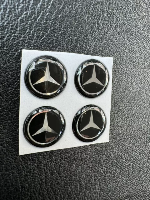 2x Mercedes Schlüssel Sticker Aufkleber Emblem Logo - 14 mm - Neu - Epoxy