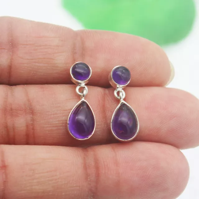 925 Sterling Silver Purple Amethyst Earrings Handmade Jewelry Gemstone Earrings