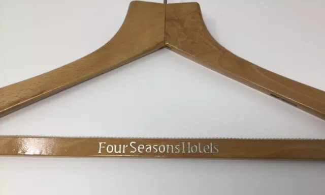 Vintage Four Seasons Hotels wooden Clothes Hanger Non Slip Bar VGC