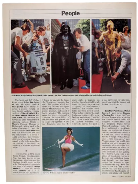 Star Wars Darth Vader R2D2 C3PO Mann's Chinese Theater 1977 Time Print Story 1pg