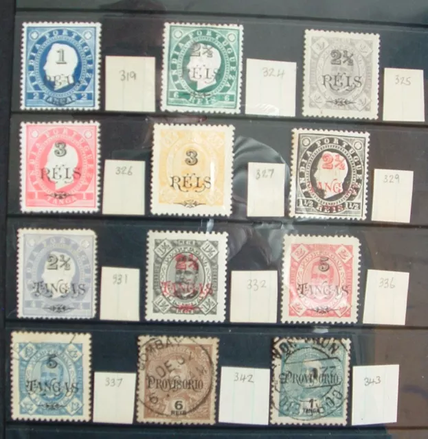 PORTUGUESE INDIA 1902 very good group of 12 surcharged stamps, good Cat Value