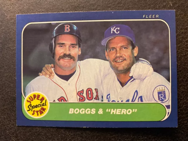 1986 Fleer WADE BOGGS & GEORGE BRETT EX/MT ROYALS RED SOX