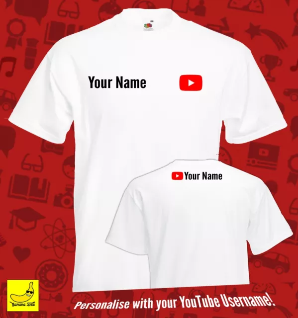 Youtube Personalised T-Shirt Youtuber Channel Top Present Merch Christmas Gift