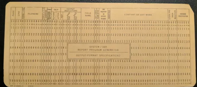 Vintage IBM Punch Cards System 360 Output Specifications Lot of 10 Yellow
