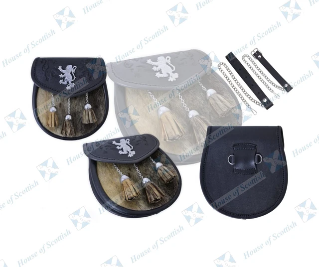 Scozzese Semi Abito Kilt Sporran Con Distintivo Leone Rampante Di Casa Di Scozzese