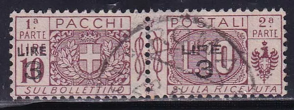 I571 REGNO D’ITALIA – Pacchi Postali sovr., 3 su 10 lire n. 23, timbrato.