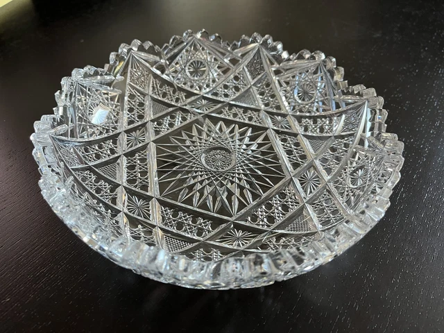 Vintage Antique American Brilliant Period ABP Cut Glass Sawtooth Bowl Candy Dish