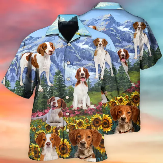 Brittany Spaniel Dog Beautiful Landscape 3D HAWAII SHIRT US SIZE BEST PRICE 3