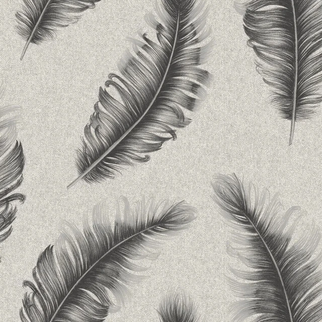 Belgravia Ciara Feather Heavyweight Textured Glitter Vinyl Wallpaper Grey 4401