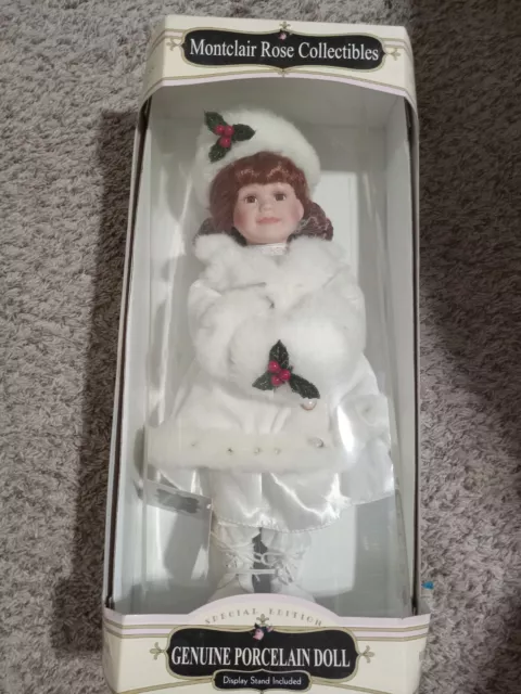DOLL; porcelain dolls collectible - ICE SKATER; WINTER OUTFIT