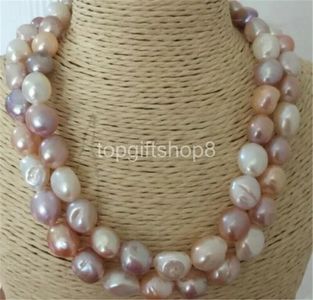 gorgeous baroque 13-15mm south sea multicolor pearl necklace 40inch
