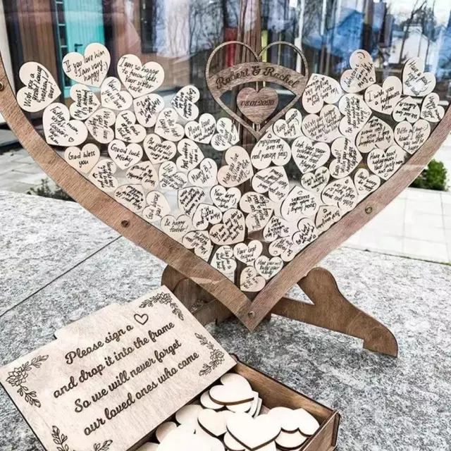 Scatola a goccia libro degli ospiti di nozze cuore in legno 3D cuore rustico dolce