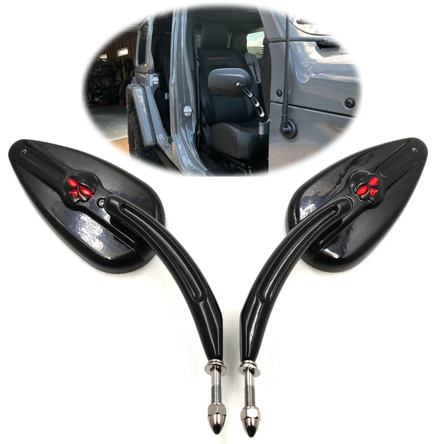 Black Long Stem Door Hinge Off Mirrors For Jeep Wrangler YJ TJ JK JL 1987-2019