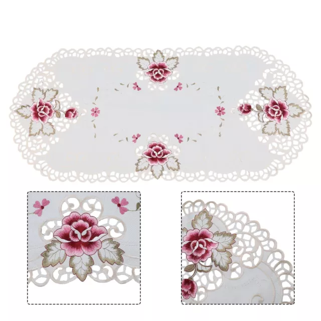 Housse de table ovale florale brodée nappe en dentelle blanche pour événement