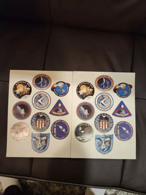 Vintage NASA APOLLO VII to XVI SPACE PROGRAM Original Decal Sticker Sheet 1970s