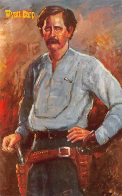 Old Wild West Western Artist Portrait Wyatt Earp Lawman Militia Vtg Postcard S5