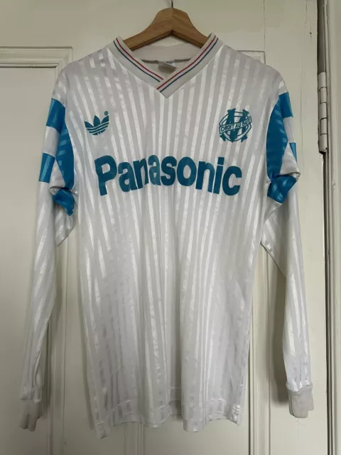Olympique Marseille Home Long Sleeve Football Shirt - (Small) 1990-91 (Original)