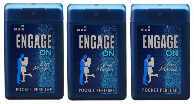 Engage Men's Cool Marine Pocket Perfume, 18 ml (Pack of 3) Free shipping world