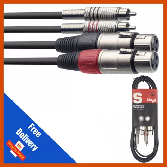 Stagg STC060CMXF 2x RCA Male to 2x XLR Female Twin 60cm Cable