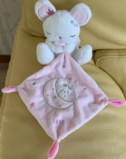 Neuf Doudou Souris Dormeuse Babynat Quartier De Lune Love Étoiles Dorées￼