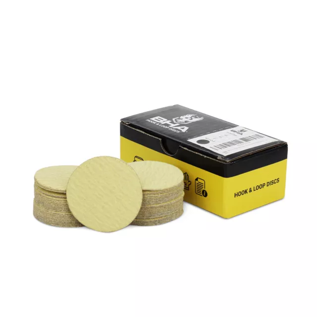 BHA 2" Inch Gold Hook & Loop Sanding Discs Orbital DA Sandpaper - 50 Pack