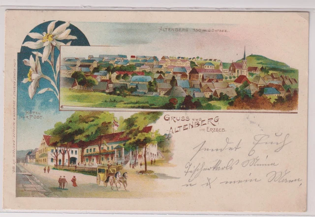 Altenberg Erzgebirge Hotel zur Post Sachsen LITHO Deubner Bautzen Beleg Eibau