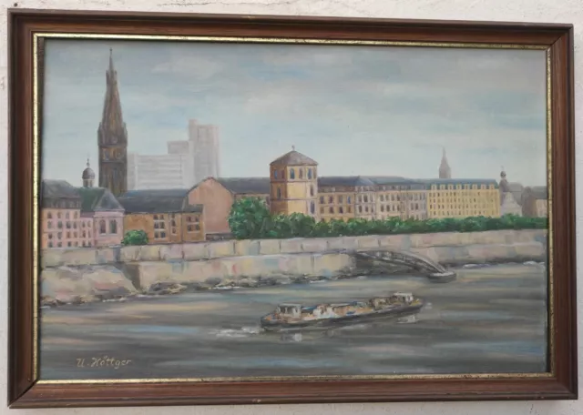 Ölgemälde Düsseldorf am Rhein signiert