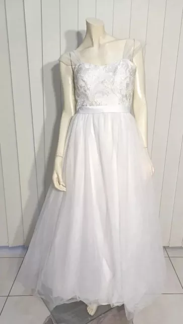 NICOLINA 12 White Deb/Wedding Dress Lace And Sequince Bodice And Tulle Skirt