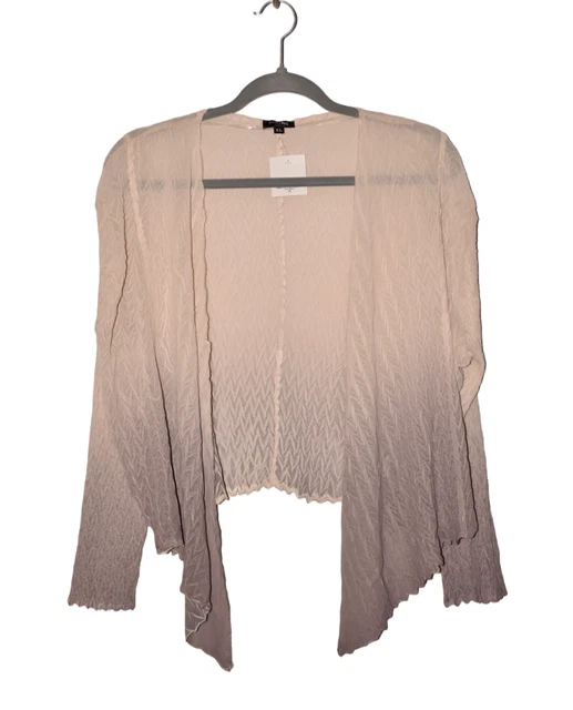 KOMAROV $238 Chevron Textured Woven Cardigan in Taupe Ombre XL