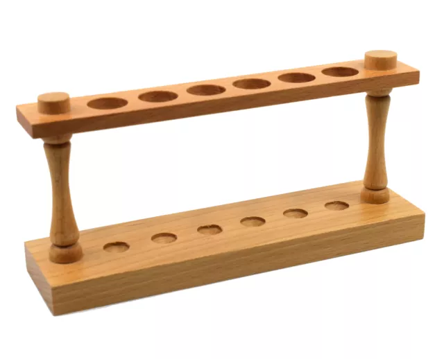 Wooden Test Tube Rack - Holds 6 Tubes - 9.75" Wide - Polished Wood - Eisco Labs