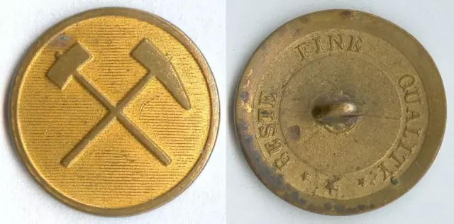 Knopf Bergbau Oberharz um 1850 Uniform button bottone 21mm gelb flach