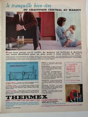PUBLICITE 1965 - THERMEX Chauffage central au mazout - french advertising - 873