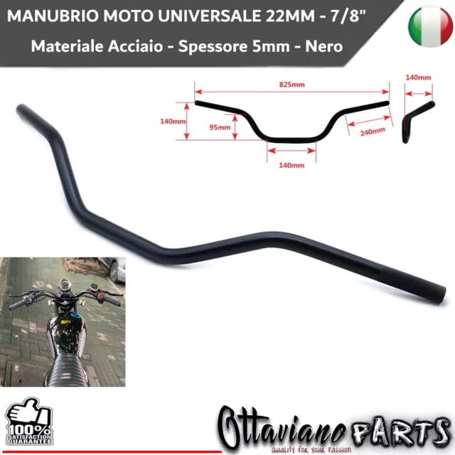 Manubrio Moto 22mm Universale Custom Cafe Racer Scrambler Brat Special M107
