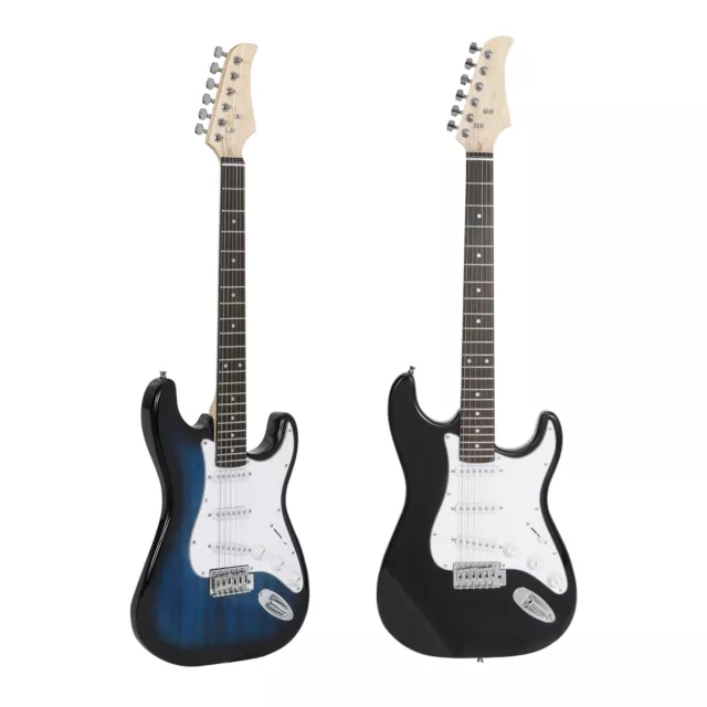 39" Black/Blue Electric Guitar Full Size w/Amp, Case, Accessories Pack Beginner