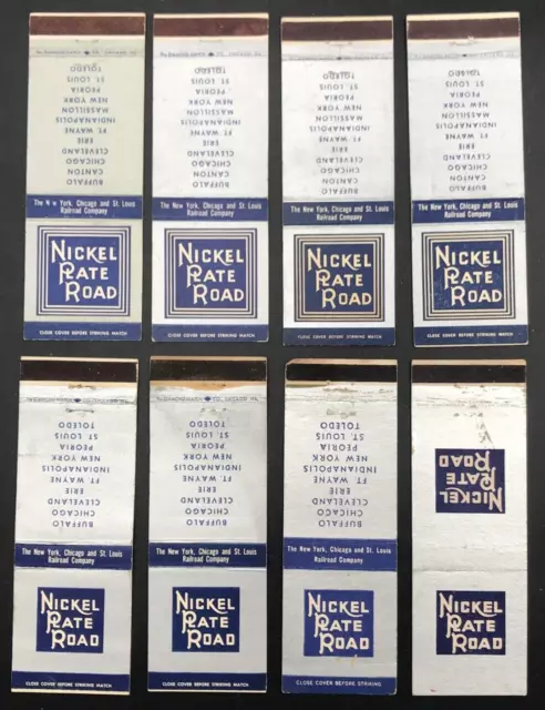 LOT OF 8 VTG Nickel Plate Road NY Chicago St Louis Railroad Matchbook  Covers NKP $30.63 - PicClick AU