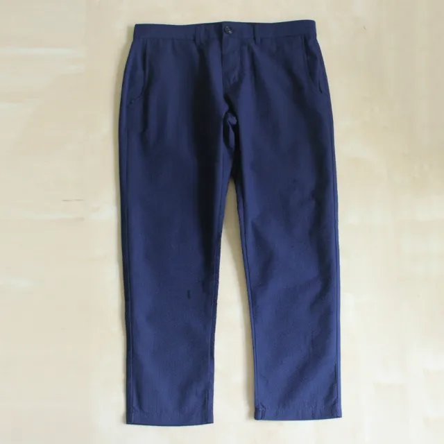 New Men's Cropped Pants Seersucker Fabric Navy Blue New Size 30 31 32 34 36