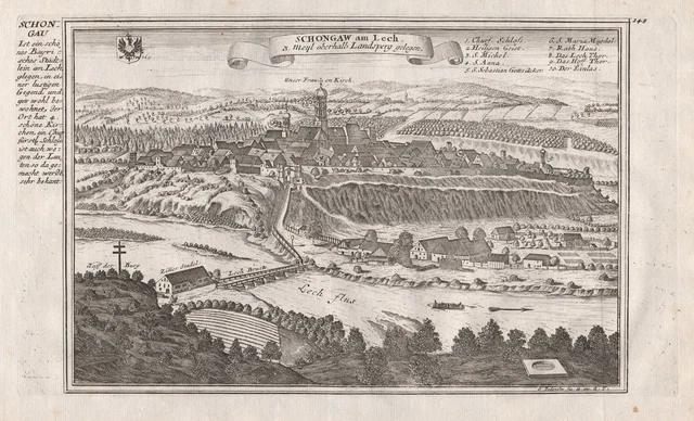 Schongau Am Lech Pfaffenwinkel Alta Baviera Incisione Bodenehr 1720