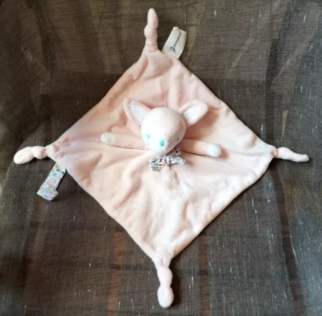 ⭐⭐⭐Doudou faon biche plat rose noeud attache tétine prépaman orchestra neuf*