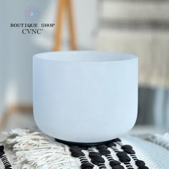 CVNC 432Hz 8" White Frosted Quartz Crystal Singing Chakra Bowl for Sound Healing