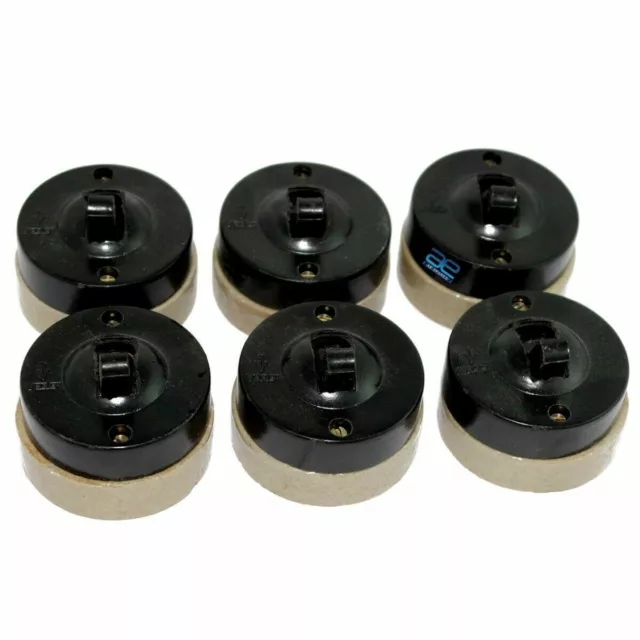 Vitreous Ceramic Porcelain Bakelite Electric Switch 6 Amp 240 Volt x 6 Unit @VI