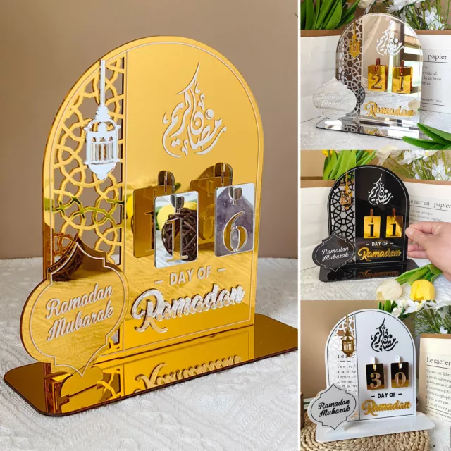 Ramadan Countdown Calendar Eid Mubarak Table Ornament Acrylic Home Decor Gifts